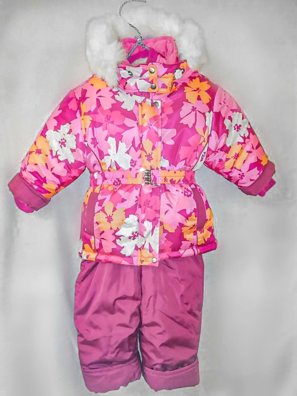 Дитячий р 86 1-1,5 року термокомбінезон зимовий роздільний куртка та напівкомбінезон на овчині для дівчинки