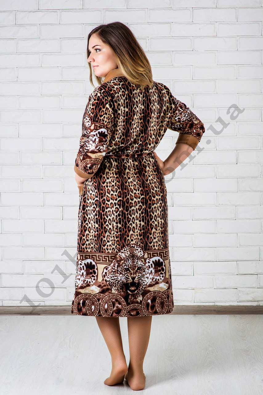 Женский велюровый халат леопардовый - фото 4 - id-p142457545