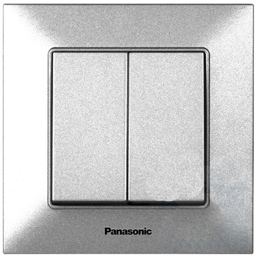 Вимикач двоклавішний Arkedia Slim Panasonic срібло, фото 1