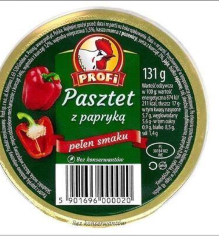 Паштет польський Profi Pasztet z drobiem i papryka (курка та паприка), 131 г, таблетка