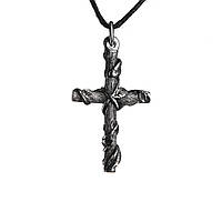 Срібний хрестик оберіг чоловічий / жіночий Хрест зі срібла 925 проби у вигляді гілок дерева та виноградної лози