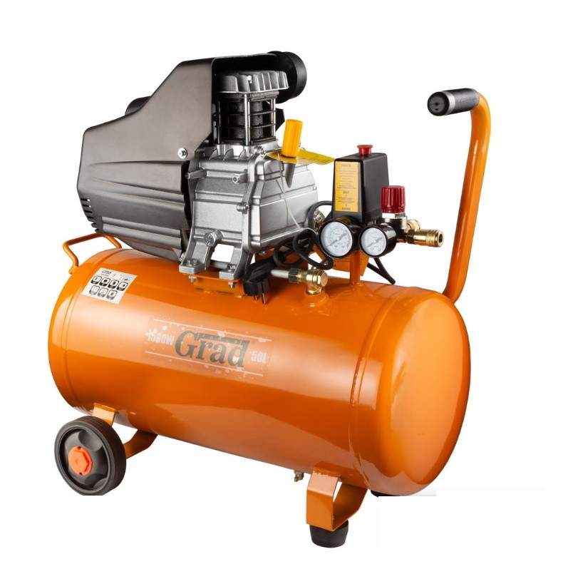 Компресор одноциліндровий 1.5КВТ 198Л/ХВ 8БАР 50Л (2 КРАНА) GRAD (7043565), фото 1