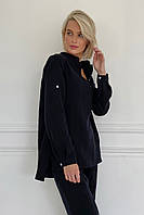 Блуза Женская муслиновая черная - рубашка 3130-03