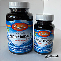 Carlson Super Omega 3 wild caught (Omega 3 з морської риби) 1200 мг, набір 100+30 капсул