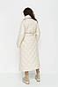 Пальто жіноче зимове стьобане з поясом молочне 3281-01, фото 2