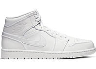 Кроссовки Nike Air Jordan 1 Mid Triple White - 554724-126