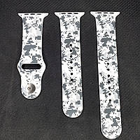 Силиконовый белый ремешок для Apple watch 42/44/45/49 mm белый пиксель