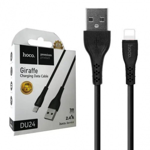Кабель Hoco DU24 USB - Lightning 2.4A/1m (Чорний)