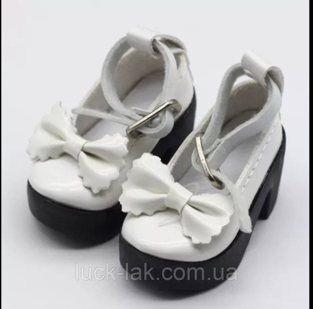Туфли для куклы 1/4 BJD 40-45 см 6,3*2,5 см Белые с бантом - фото 1 - id-p1665739499