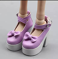 Кукольные туфли на каблуке для куклы 55-60 см BJD 1/3, подошва 7,8 см Фиолетовый