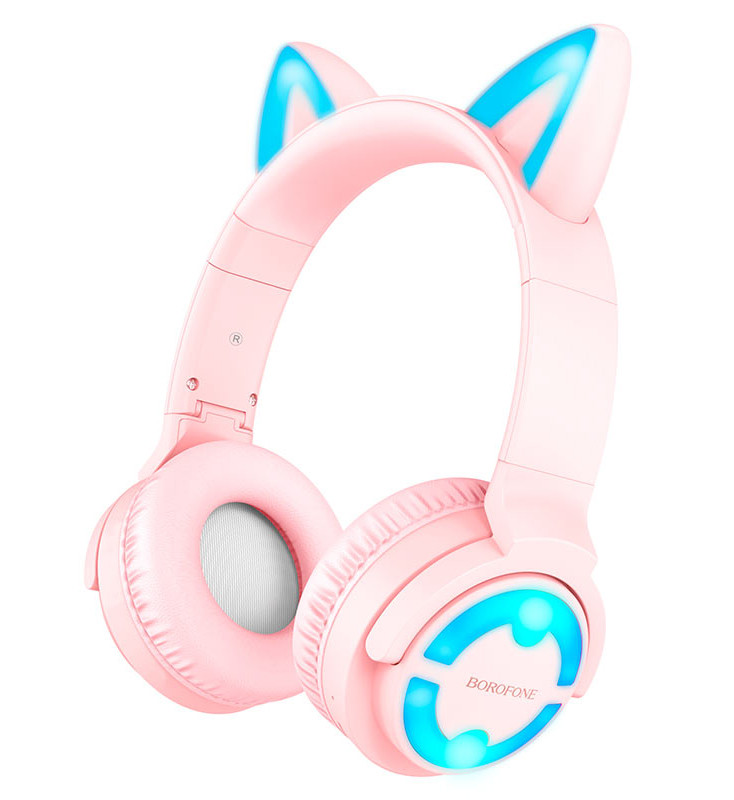 Навушники безпровідні накладні з мікрофоном BOROFONE BO15 Cat ear Рожевий (BO15/PINK)
