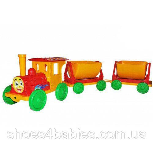 Паровозик-конструктор із 2 вагонами