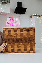 Торцева обробна дошка з дуба та ясена 40х50 см для нарізки та сервірування, міцна кухонна дошка