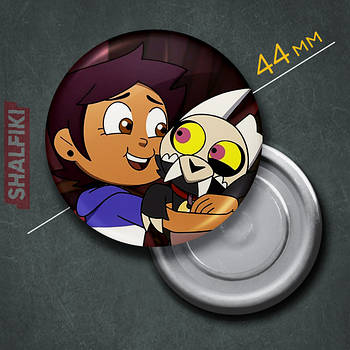 "Луз Носеда і Король (Совиний дім / Owl house)" магніт круглий Ø44 мм