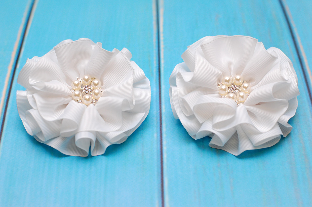 Банти на резинці білі святкові пишні в школу 2 штуки 199 об, фото 1