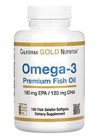 Жирні кислоти California Gold Nutrition OMEGA-3 Premium Fish Oil 100 Fish Gelatin Softgels