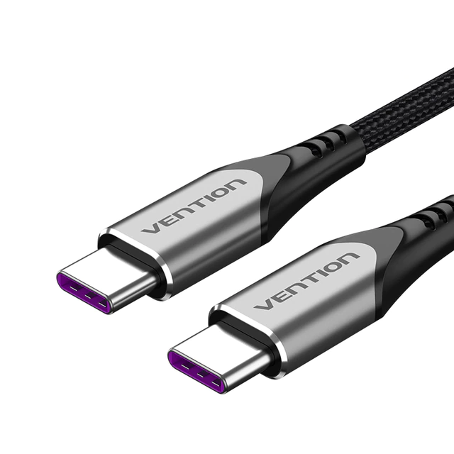 Кабель Vention USB C 100W Fast Charge USB 2.0 Type C 5A Power Delivery PD 1 м Чорний TAEHF