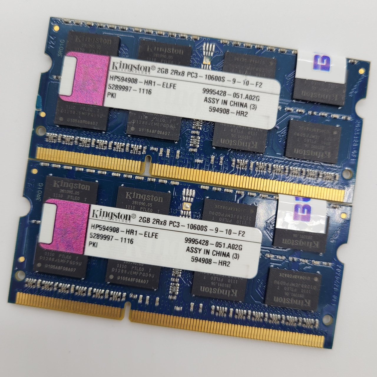 Пара оперативної пам'яті для ноутбука Kingston DDR3 4Gb (2Gb+2Gb) 1333MHz 10600 CL9 2R8 (HP594908-HR1-ELFE) Б/У