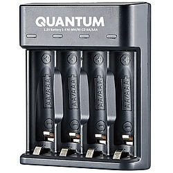 Зарядний пристрій для акумуляторів QUANTUM QM-BC1040 | Ni-MH/Ni-CD/1.2V/AA/AAA/4-slot/USB| Чорний