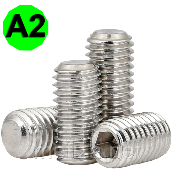 Гвинт установочний з плоським кінцем DIN 913, нержавіюча сталь A2, M12 X 20, фото 1