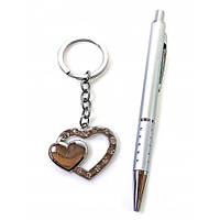 Набір подарункової ручки та брелок Сердечка