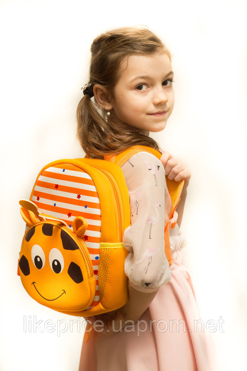 Рюкзак детский TOCHANG Жираф полосатый оранжевый водонепроницаемый система AIR MAX унисекс 3-7 лет - фото 2 - id-p1665887661