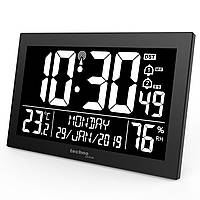 Часы настенные электронные Technoline WS8017 Black (WS8017) Будильник, Календарь, Термометр, Гигрометр