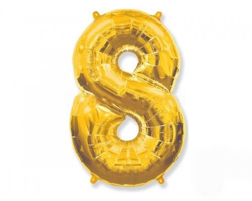 Фольгована куля Цифра "8" 1м, Flexmetal, колір - золото