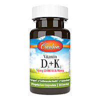 Витамины и минералы Carlson Labs Vitamin D3 + K2, 60 вегакапсул