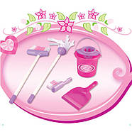 Дитячий ігровий набір для прибирання "Маленька помічниця" (відро, віник, щітка, совок, швабра, в коробці) 667 G, фото 3