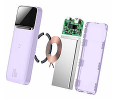 УМБ Power Bank (зовнішній акумулятор) Baseus з безпровідною зарядкою 10000 мАг Ліловий (PPCX010005), фото 5