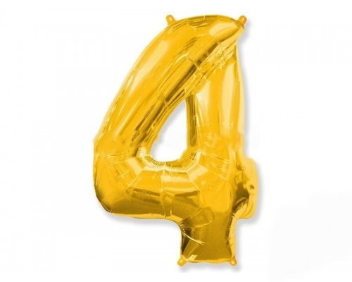 Фольгована куля Цифра "4" 1м, Flexmetal, колір - золото
