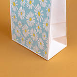 Подарункові пакети з принтом 150*90*240 маленькі Пакети подарункові яскраві Крафт пакет з кольоровим принтом Ромашки, фото 6