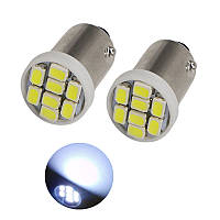 LED BA9S T4W лампа в автомобіль 2шт, 8 SMD 3020, білий