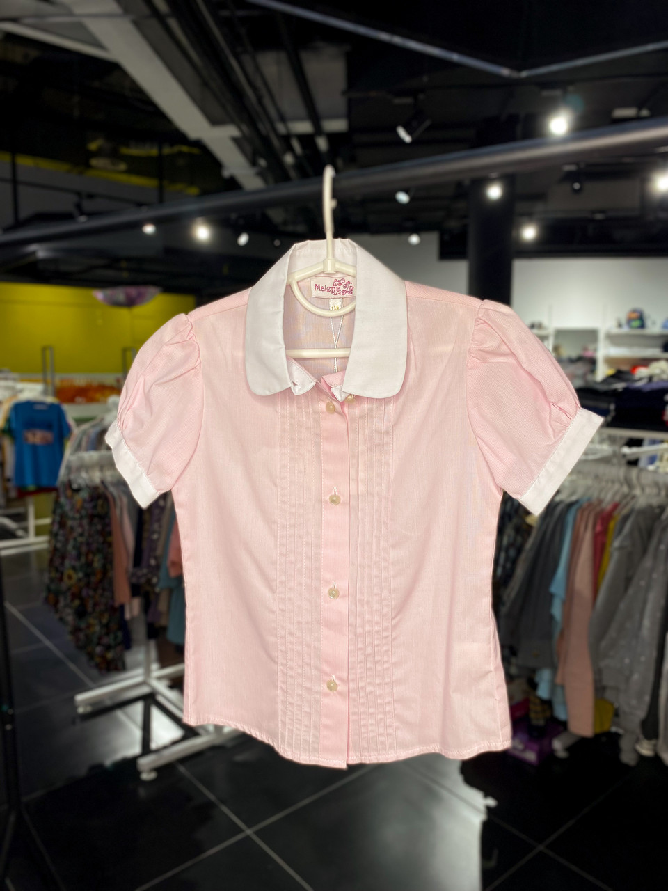 Блуза шкільна для дівчинки Malenа рожева, короткий рукав 116 см