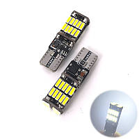 LED T10 W5W лампа в автомобіль 2шт, 26 SMD 4014, з обманкою Canbus, білий