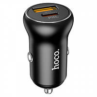 Автомобільний зарядний пристрій Hoco NZ5 30W + QC3.0 (швидка зарядка, USB + Type-C, в прикурювач) - Чорний