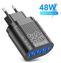 Зарядний пристрій для телефона 4 USB Uslion 48 Вт із функцією швидкого заряджання QC-3.0, фото 4