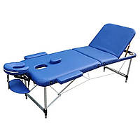 Масажний стіл переносний трисекційний стіл для масажу для косметолога кушетка 1049M LIGHT BLUE (185*70*61)