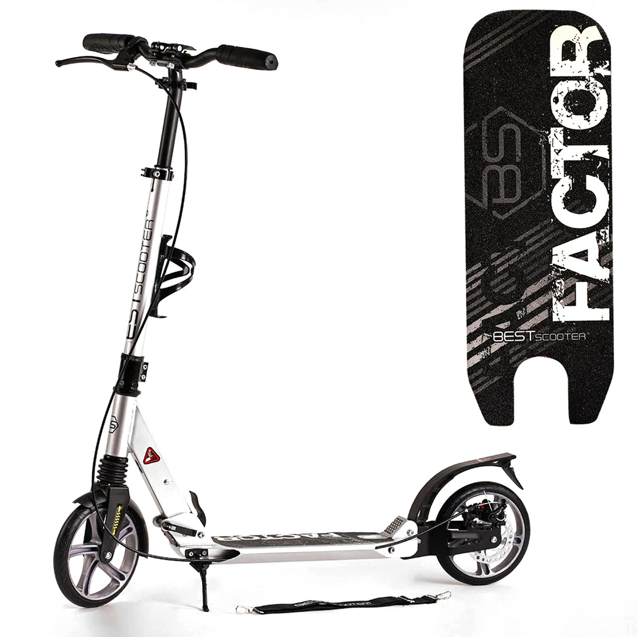 Двоколісний самокат Best Scooter (ручне дискове гальмо, колеса PU-200мм, кермо 105см) BS-81766 Сірий, фото 1