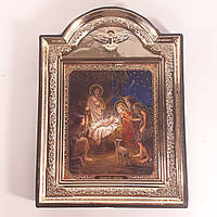 Икона Рождество Христово, лик 10х12 см, в пластиковой черной рамке