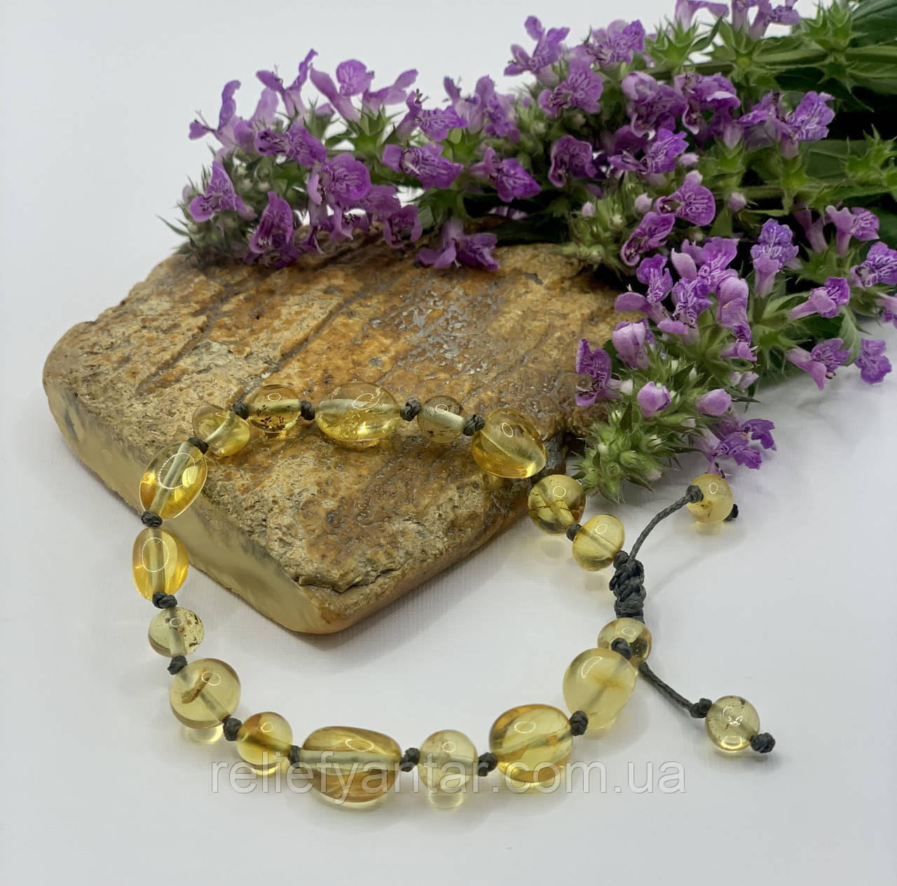 Браслет із натурального бурштину, браслет із натуральної бурштину бурштину, фото 1