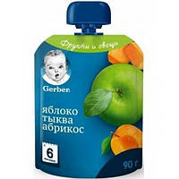 Пюре Gerber Яблуко-гарбуз-абрикос фруктово-овочеве для дітей від 6-ти місяців 90г (7613036034999)
