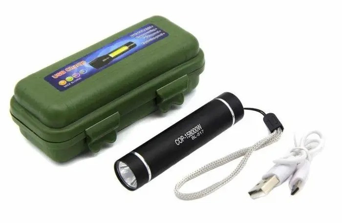 Фонерик ручний світлодіодний тактичний в кейсі Bailong BL 517 COB USB micro charge