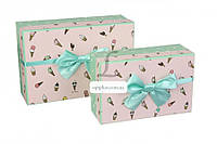 Подарочная коробка мятно-розовая с мороженым (комплект 2 шт.)