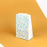Подарункові пакети з принтом 150*90*240 маленькі Пакети подарункові яскраві Крафт пакет з кольоровим принтом Ромашки, фото 2