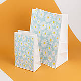 Подарункові пакети з принтом 150*90*240 маленькі Пакети подарункові яскраві Крафт пакет з кольоровим принтом Ромашки, фото 4