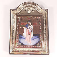 Икона Явление Божьей Матери на войне, лик 10х12 см, в пластиковой черной рамке