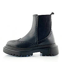 Ботинки челси Aquamarin кожаные на платформе черные оксфорды