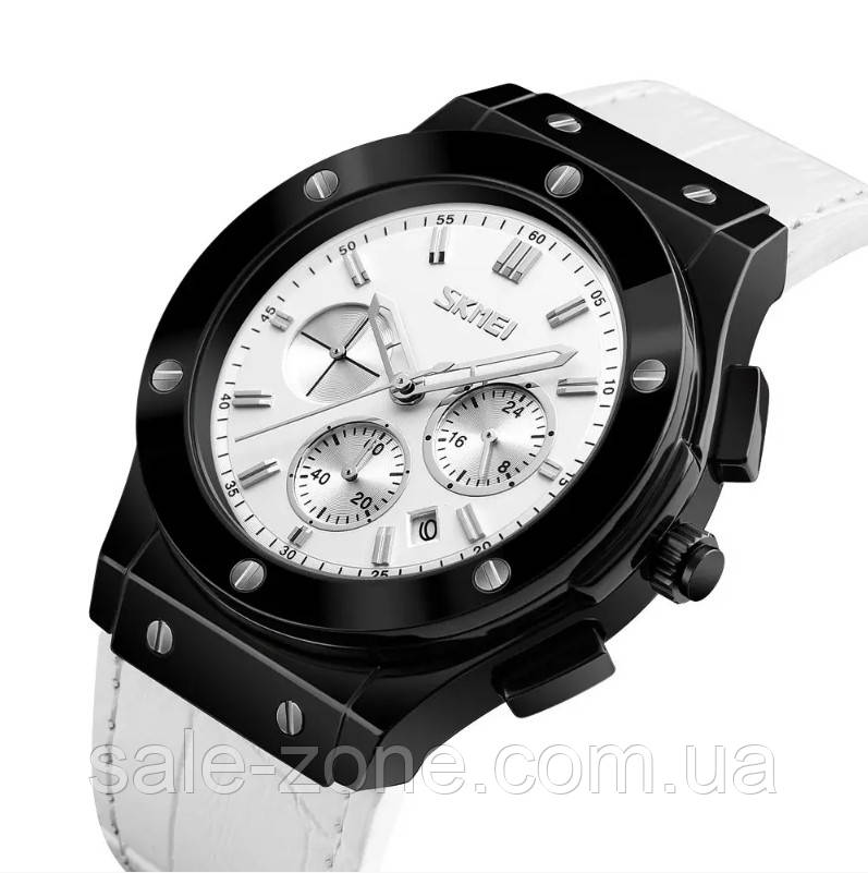 Классические мужские часы Skmei 9157 Белые - фото 2 - id-p1665967480